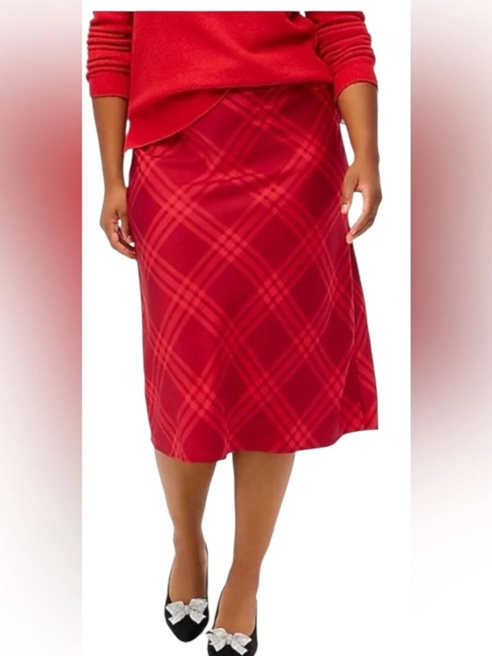 J.Crew Mid-Rise Bias-Slip Straight Midi Skirt – Red Plaid